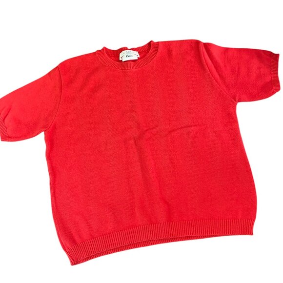 Orvis Sweaters - VINTAGE Orvis Short Sleeve Sweater Women's Large Red Cotton USA